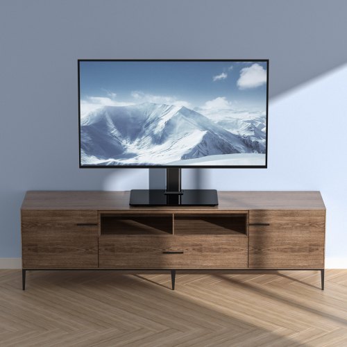 TV-bord, Drejelig universel gulv-TV-stand 43,5x26x67 cm, Justerbar, Hærdet glas