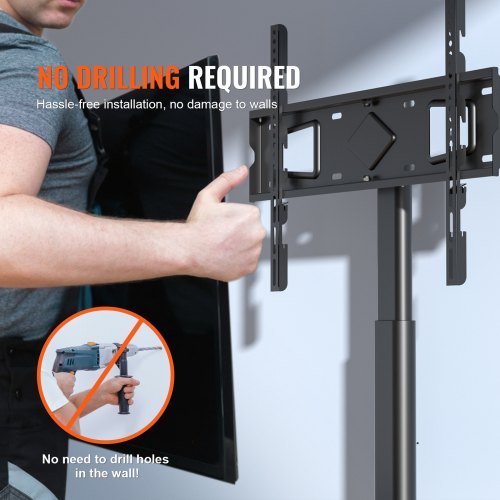 TV-bord, Drejelig høj justerbar gulv-TV-stander 66x38x129,6 cm, Sort, Hærdet glas