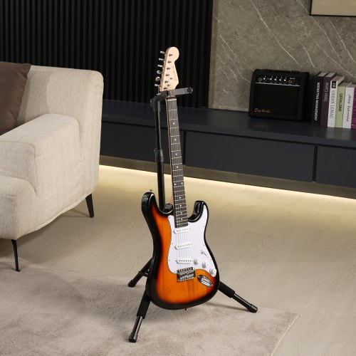 Guitarstativ, fritstående og foldbart, 60x45x118,5 cm, justerbar højde