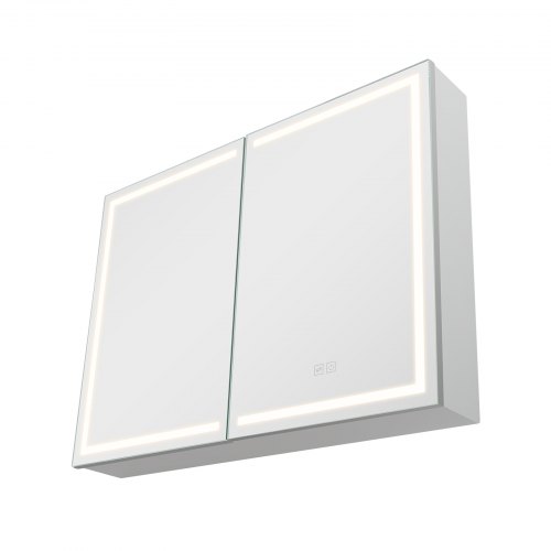 Medicinskab, 60x80x13 cm, Spejl, LED, Opbevaring