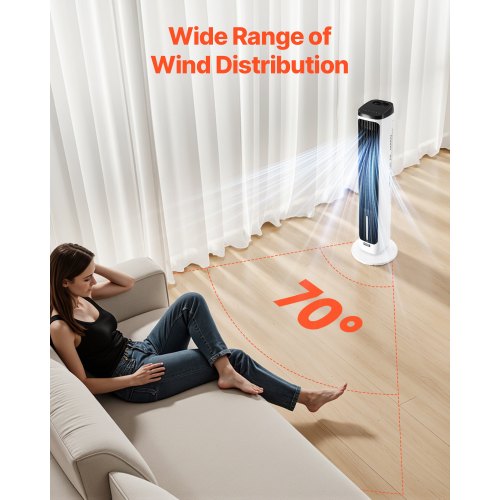 Tårnventilator, 30,8x101,7 cm, Bladeless, Hvid, Bærbar stående ventilator