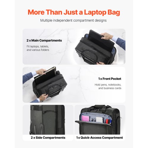 Rullende computertaske, 43,9 cm, sort, oxfordstof