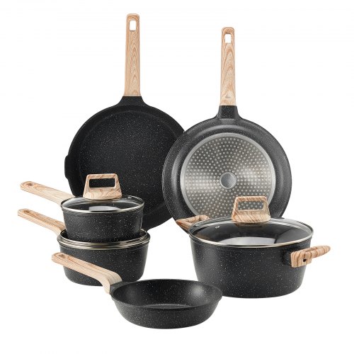 Kogegrejssæt, 17 dele, non-stick granit, sort, køkken