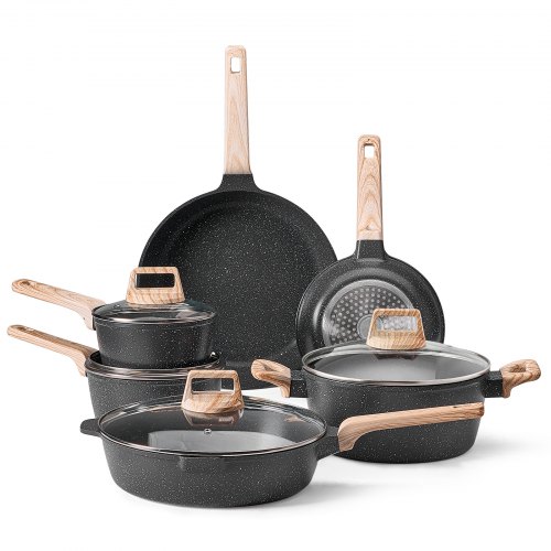 Kogegrejssæt, 17 dele, non-stick granit, sort, køkken