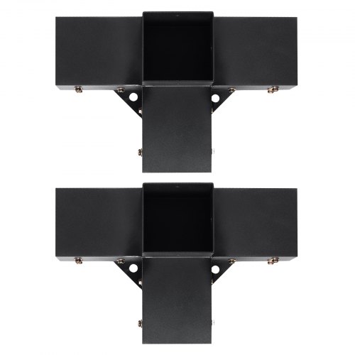 Pergola beslagssæt, 4-vejs kraftigt hjørnebeslag, 10,2x10,2 cm, sort, stål