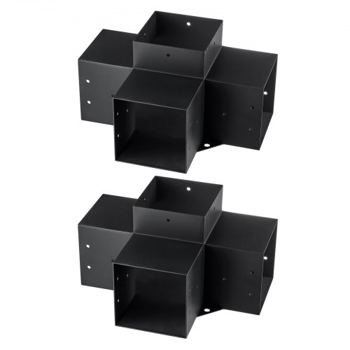 Pergolan kiinnikesarja, 4-suuntainen kulmakiinnike 2 kpl, 14,2x14,2 cm, musta, teräs