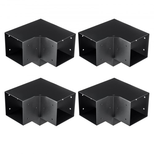 Pergolan kiinnikesarja, 3-suuntainen kulmakiinnike, 14,2x14,2 cm, musta, teräs