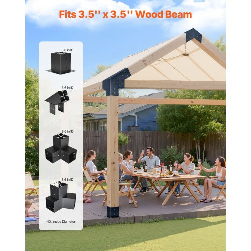 Pergola beslagssæt, 92x92 mm, sort, udendørs stål