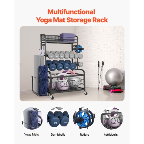 Yoga måtte opbevaringsstativ, 87x40,5x101 cm, stål, opbevaring