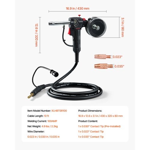 Spolepistol 430x320x80 mm, kompatibel med Hobart Handler 210 MVP, svejseværktøj