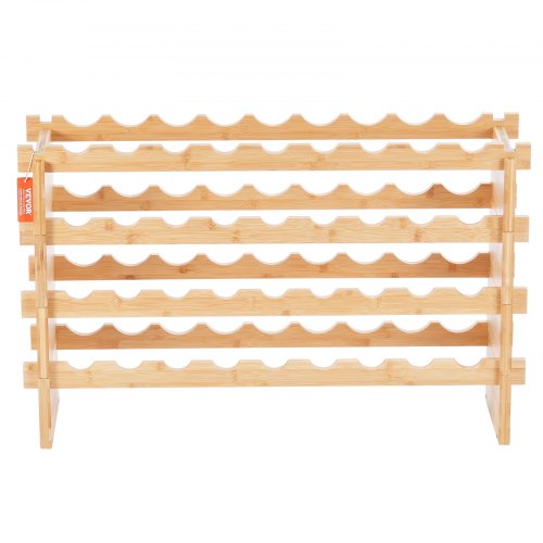 Vinreol, 36 flasker stabelbar 4-niveau, 85x25x52,5 cm, natur, bambustræ opbevaring