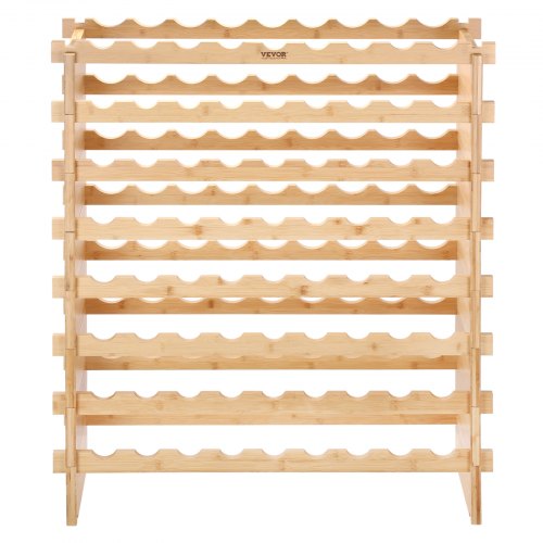 Viiniteline, 72 pullon pinottava modulaarinen bambuhylly, 85x25x102,6 cm, säilytys