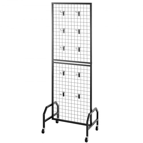 Gittervæg Panel Display Reol, 60x164 cm, Sort, Kulstofstål, Opbevaring