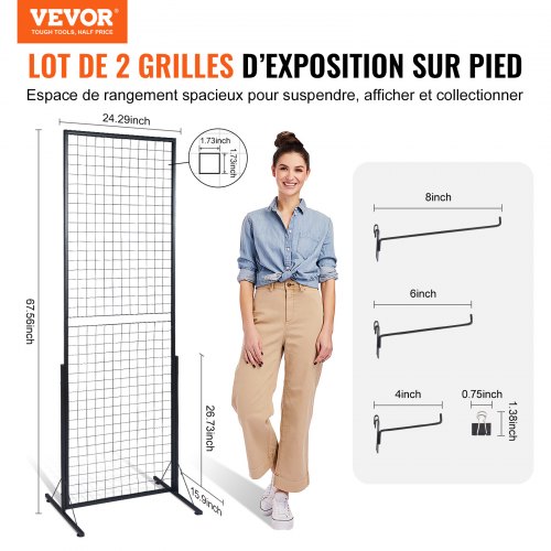 Grid Väggpanel Torn, 61x170,7 cm, Dubbelsidig, Stål, Exponeringsställ