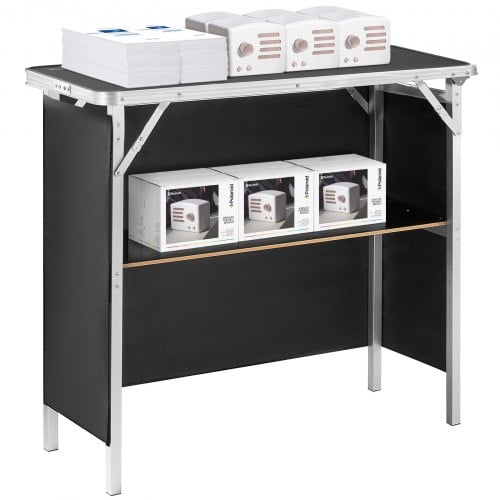 Messedisk Podiumsbord, 97,5x38,5x87 cm, Sort, Sammenklappelig Opbevaring