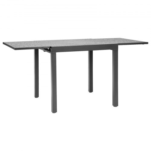 Udendørs spisebord, 80-160x80x75 cm, mørkegrå, aluminium stål