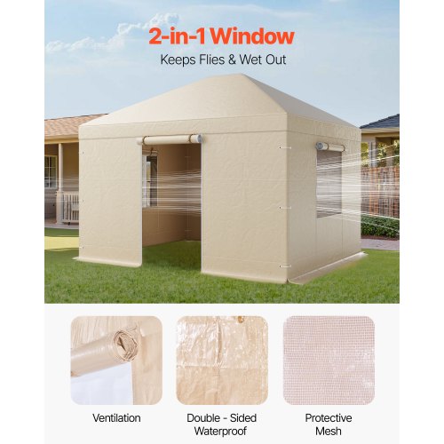 Pavillonovertræk, 3,07x3,67 m, Beige, Høj-densitets PE-materiale