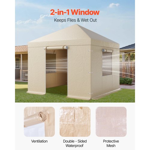 Pavillonovertræk 3,05x3,05 m Beige, PE-materiale, Opbevaringsly