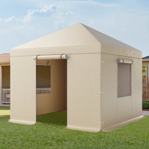 Pavillonovertræk 3,05x3,05 m Beige, PE-materiale, Opbevaringsly