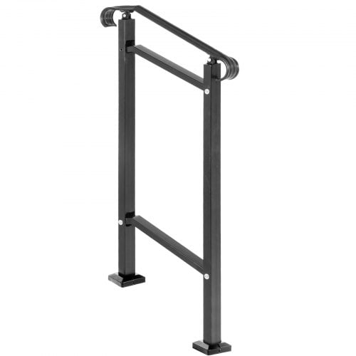 Handledare, Smidesjärn Utomhus Trappräcke Justerbar 34x96 cm, Svart