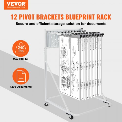 Blueprint opbevaringsreol, justerbar højde og bredde, 1120x670x1560 mm, hvid, metal