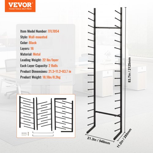 Blueprint opbevaringsreol, 54x28,5x212,5 cm, sort, metal