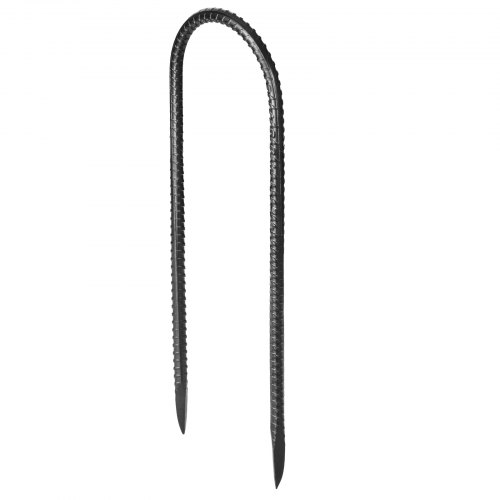 Jordankre, U-formede armeringsjernspæle, 30,5x8,2 cm, Sort, Galvaniseret stål
