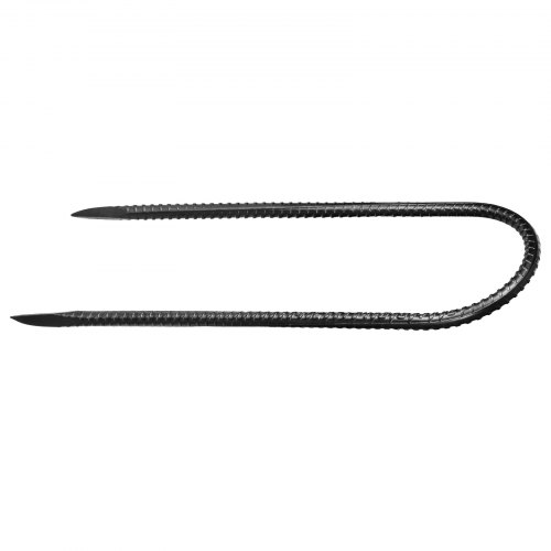 Jordankre, U-formede armeringsjernspæle, 30,5x8,2 cm, Sort, Galvaniseret stål