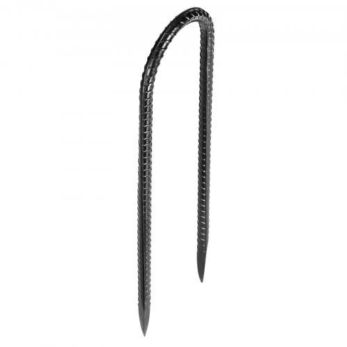 Jordanker, U-formede armeringsjernspæle 12-pak, 254x55,9 mm, Sort, Galvaniseret stål