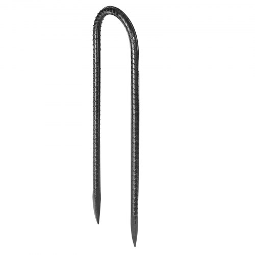 Jordanker, U-formede armeringsjernspæle 12-pak, 254x55,9 mm, Sort, Galvaniseret stål