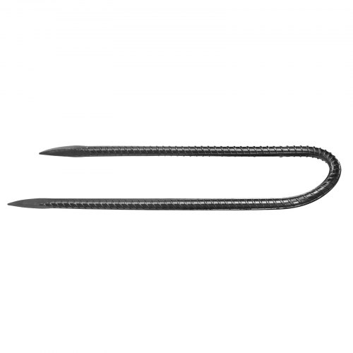 Jordanker, U-formede armeringsjernspæle 12-pak, 254x55,9 mm, Sort, Galvaniseret stål