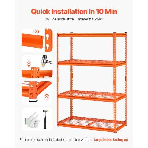 Opbevaringshylder, 4 niveauer justerbar metal, 50,8x101,6x152,4 cm, orange