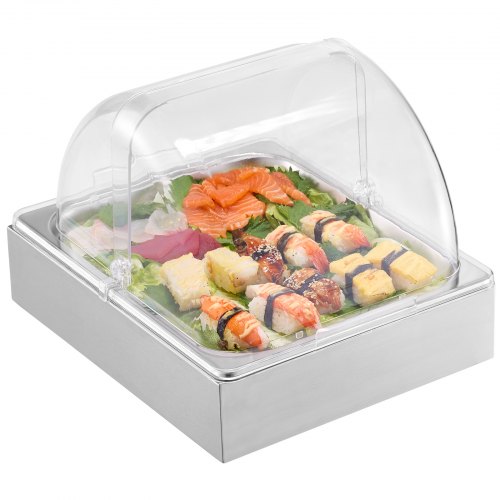 Matserveringsdisplaybehållare, 34,5x27,6x24,5 cm, rostfritt stål