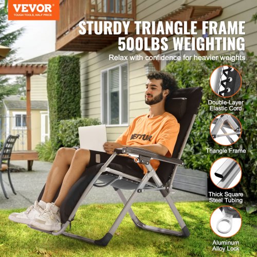 Zero Gravity Stol 86,5x64,5x111 cm Sort, Liggestol