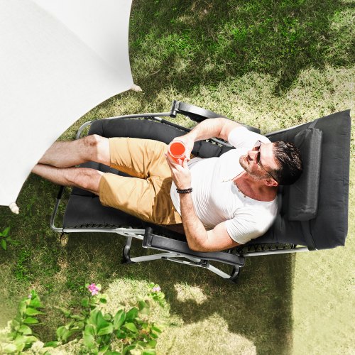 Zero Gravity-stol, 159x82,5x79,5 cm, Svart, Justerbar vilstol