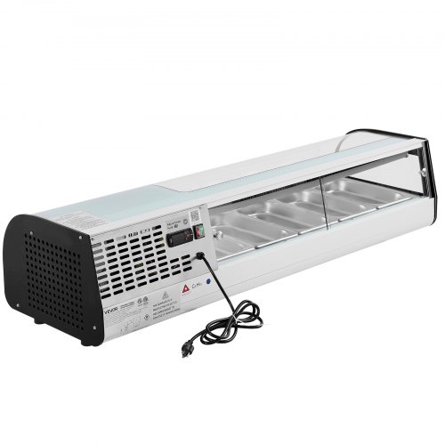 Sushi udstillingskøleskab, 134x42,5x29 cm, buet glas