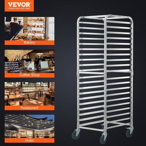 Bagerireol, 20-niveau aluminiums bakkeholder, 66x51.8x177.8 cm, Opbevaring