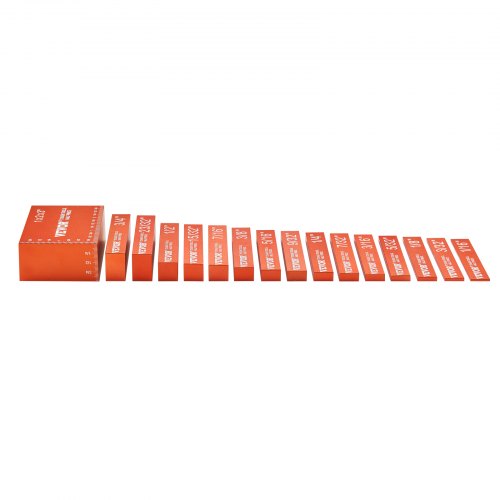 Opsætningsblokke, 16-delt præcisionsmåleblok-sæt, 24x18x4,5 cm, Orange, Aluminium