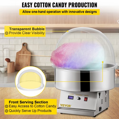 Candyflossmaskine kuppel, 52 cm, Transparent, Akryl