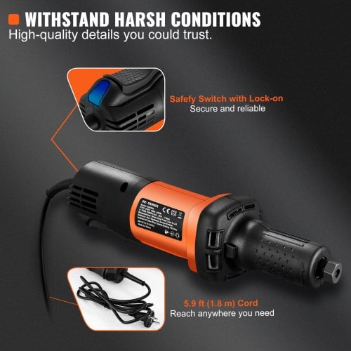 Heavy Duty retfræser 6,4 mm, 6 variable hastigheder, værktøj