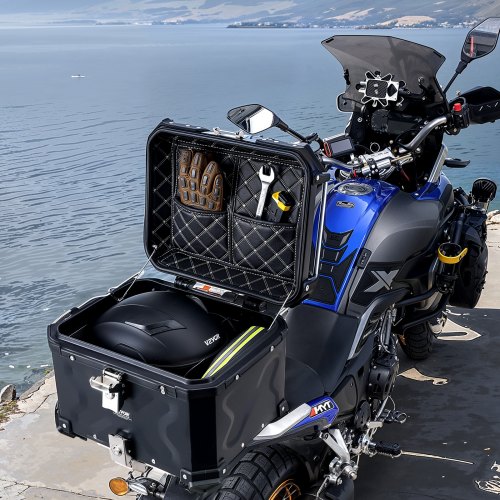 Motorcykel Topboks, 47x43x36,7 cm, sort, aluminiumlegering, opbevaring