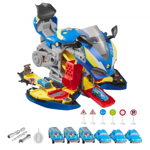 Motorcykelmotormodel, 39x41x27 cm, Blå, Mekaniker værkstedsæt