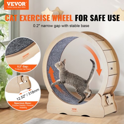 Katte motionshjul, 91x31,8x97 cm, Træ, Indendørs katte fitnessudstyr