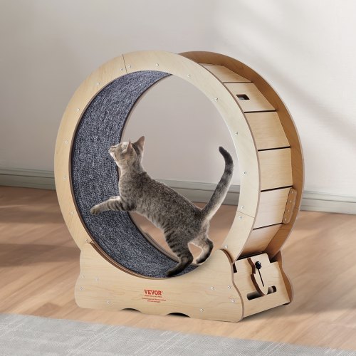 Katte motionshjul, 75x31,8x80 cm, Træ, Indendørs kæledyrsfitness