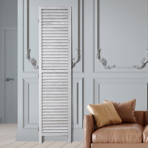 Rumdeler, 6-panel foldbar lamel skillevæg, 242x170x18,5 cm, hvid, træ