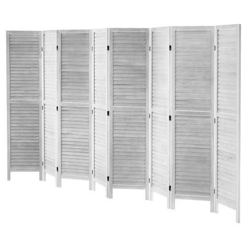Rumdeler, 8-panel foldbar lamel skærmvæg, 325x170x1,9 cm, hvid, træ