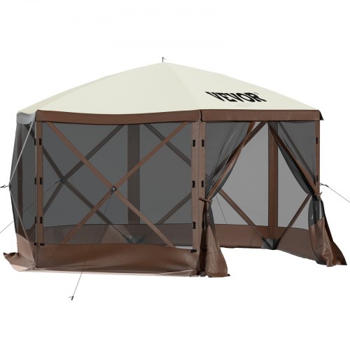 Havepavillon, 6-sidet pop-up telt med netvinduer, 305x305x229 cm, udendørs