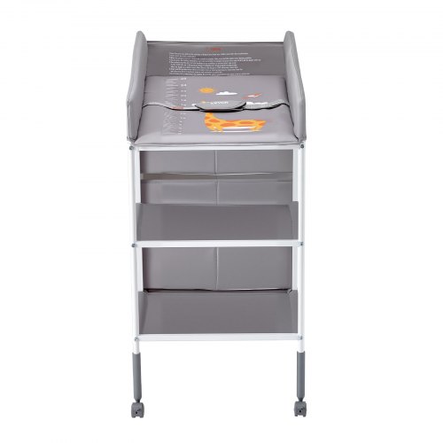 Baby puslebord, 75,5x51x100-107,5 cm, grå, stofopbevaring