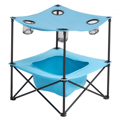 Campingbord, 56x56x64 cm, Blå, Fällbar Tyg