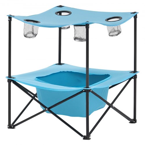 Campingbord, 56x56x64 cm, Blå, Fällbar Tyg